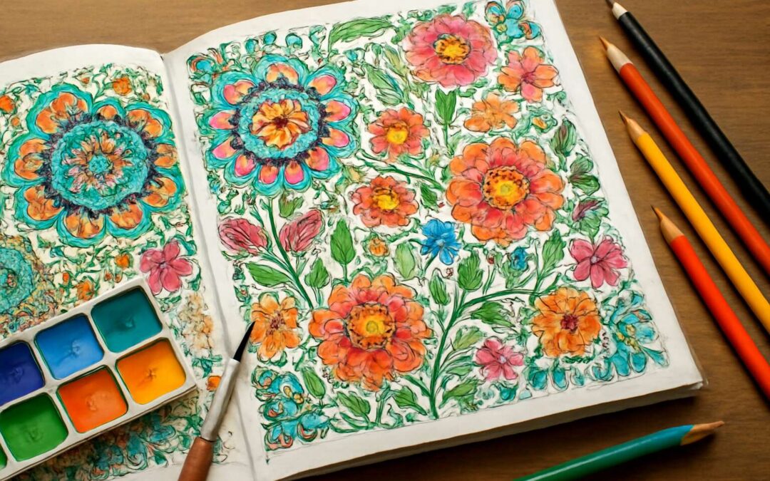 Escape into pigment adult coloring book: calming patterns for mindful artists.
